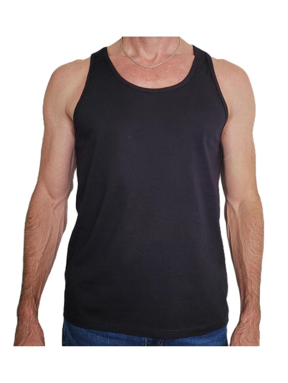 Canvas Men’s Large Tank Top Black Sleeveless Shirt Basic Cotton Tee